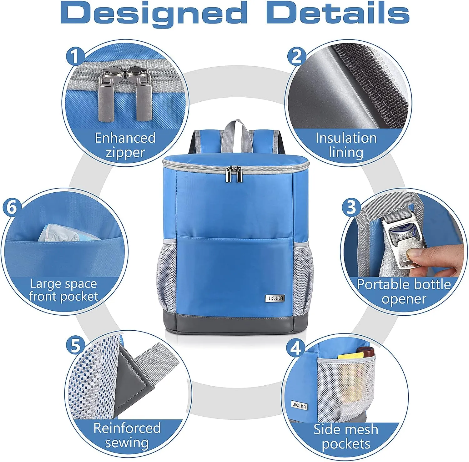 Insulated Cooler Backpack Outdoor - Leak Proof Backpack Cooler 30 Cans, Waterproof Lightweight Cooler Bag for 12h Hot/Cold Retention - Soft Cooler for Travel, Camping, Beach, Lunch