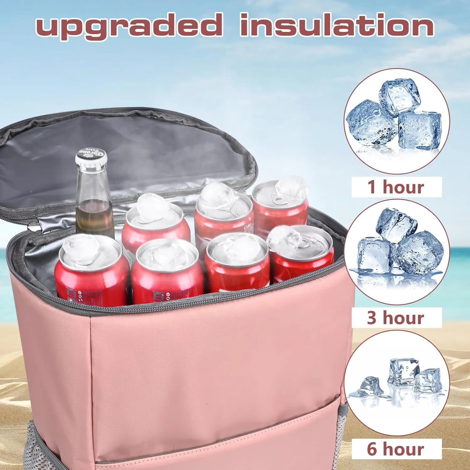 Insulated Cooler Backpack Outdoor - Leak Proof Backpack Cooler 30 Cans, Waterproof Lightweight Cooler Bag for 12h Hot/Cold Retention - Soft Cooler for Travel, Camping, Beach, Lunch