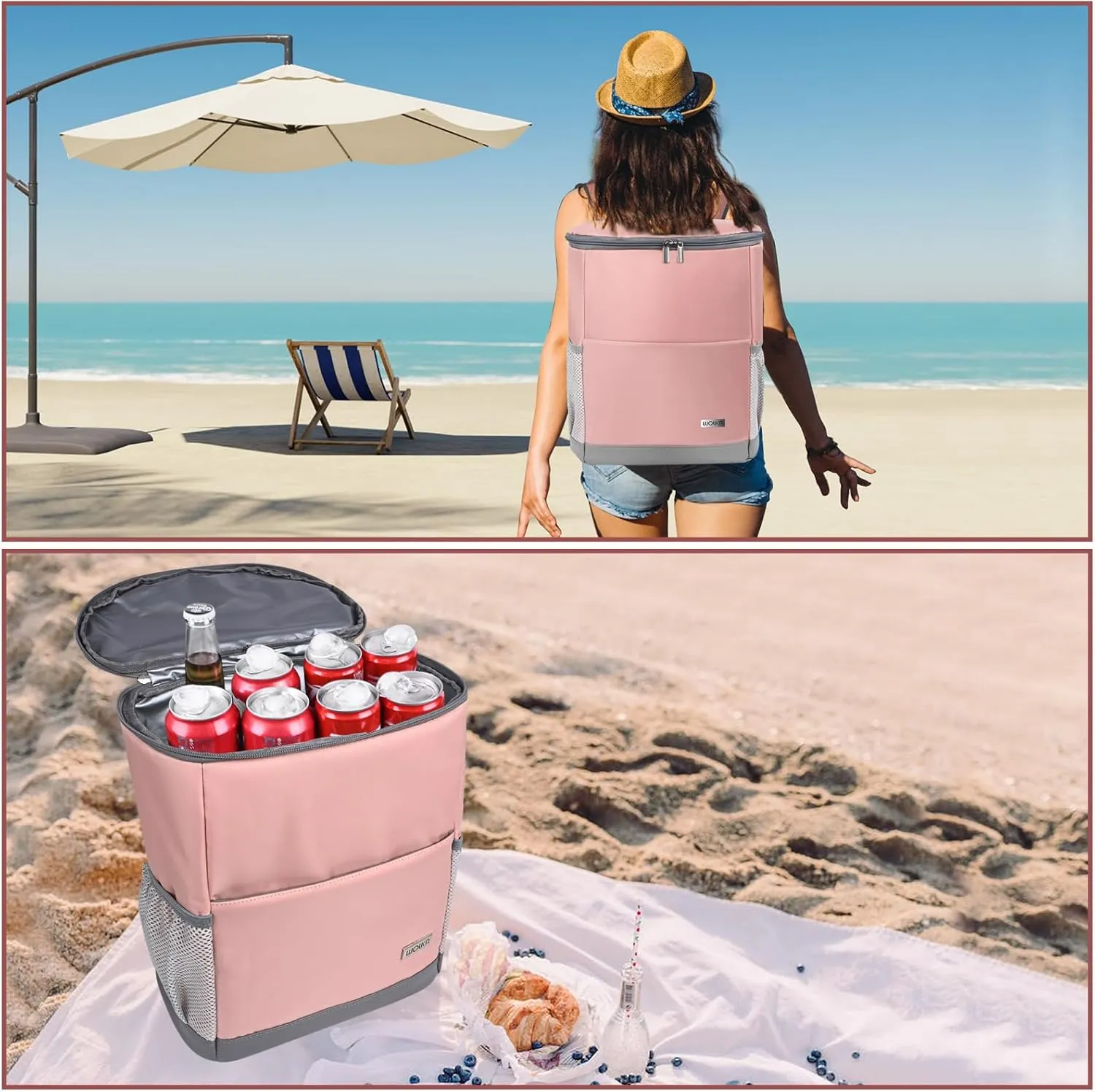 Insulated Cooler Backpack Outdoor - Leak Proof Backpack Cooler 30 Cans, Waterproof Lightweight Cooler Bag for 12h Hot/Cold Retention - Soft Cooler for Travel, Camping, Beach, Lunch