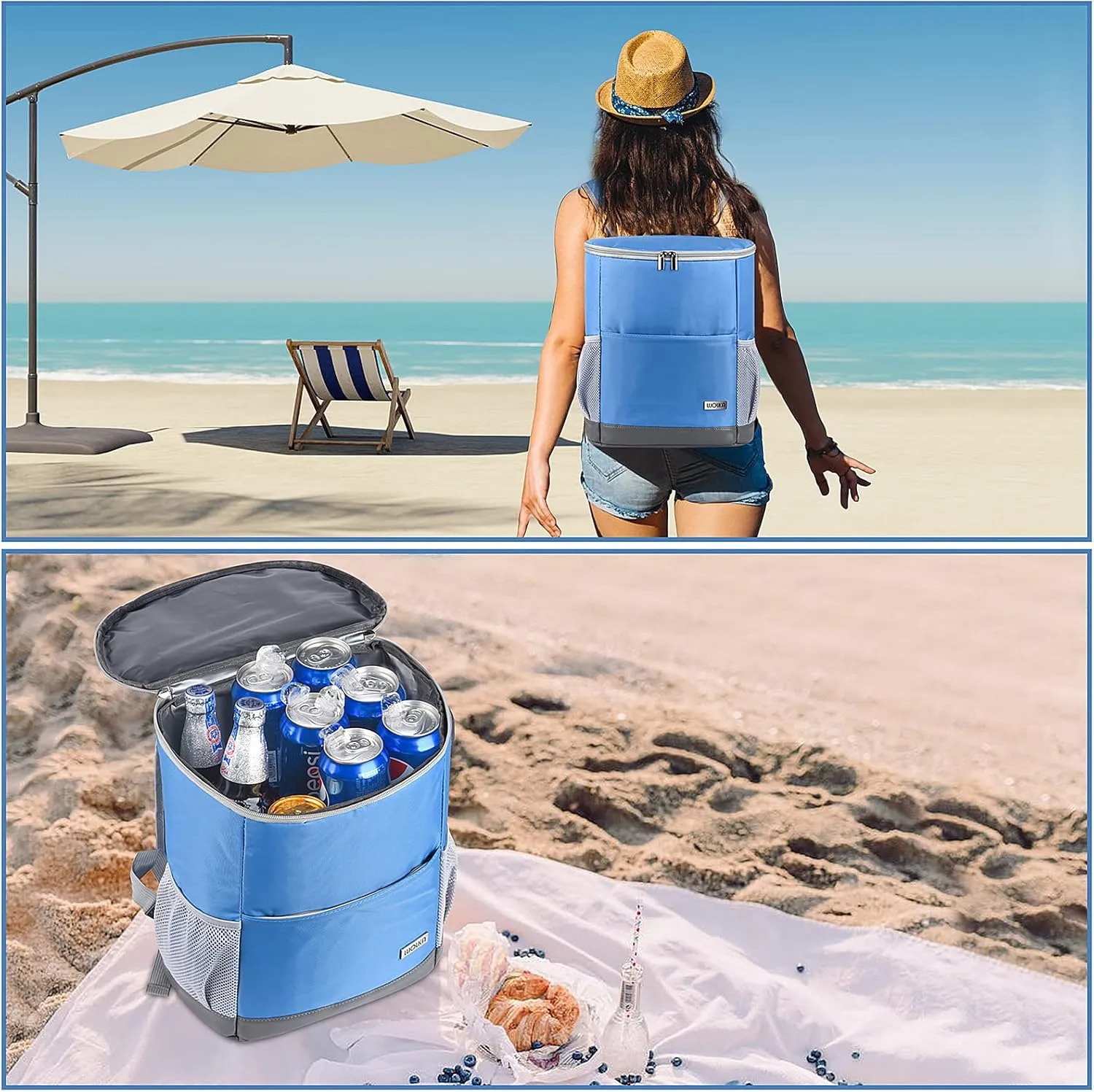 Insulated Cooler Backpack Outdoor - Leak Proof Backpack Cooler 30 Cans, Waterproof Lightweight Cooler Bag for 12h Hot/Cold Retention - Soft Cooler for Travel, Camping, Beach, Lunch