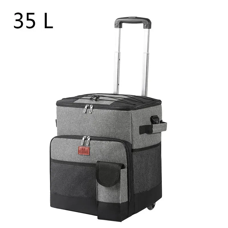 Insulated Cooler Bag With Trolley and Wheels 35L