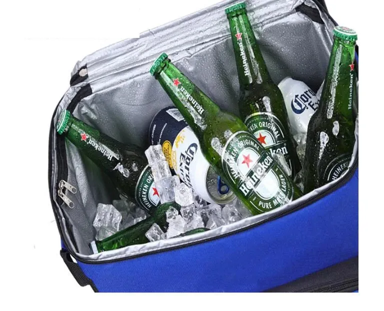 Insulated Cooler Bag With Trolley and Wheels 43L Blue