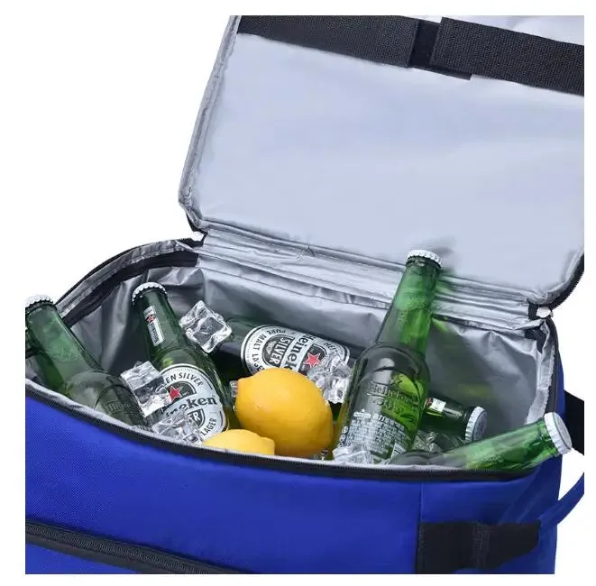 Insulated Cooler Bag With Trolley and Wheels 43L Blue