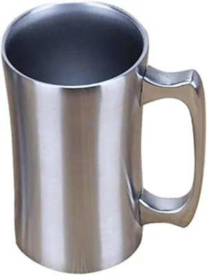 Insulated Cup, Stainless Steel Coffee Mug, 20 oz Coffee Mug, (560 ml), Double Wall Beer Stein, Tumbler with Handle, Insulated Beer Mug with Lid