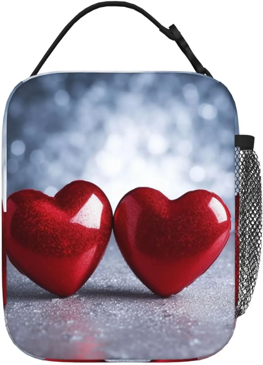 Insulated Lunch Bag for Men Women Reusable Lunch Box Two Hearts Lunchbox Leakproof Cooler Bags for Work Picnic