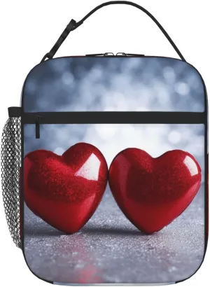 Insulated Lunch Bag for Men Women Reusable Lunch Box Two Hearts Lunchbox Leakproof Cooler Bags for Work Picnic