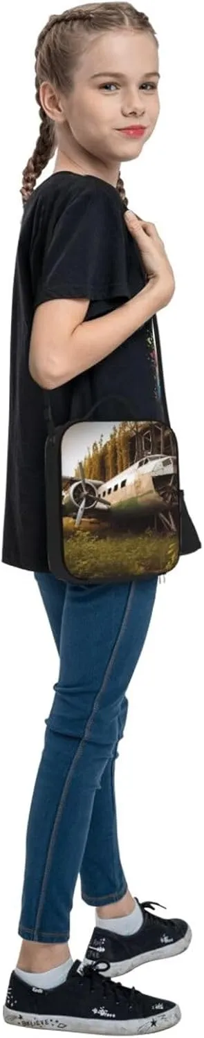 Insulated Lunch Bag for Women Men Abandoned Plane Lunch Box for Adult Reusable Lunch Tote Bag for Work Picnic Travel