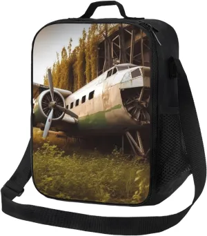Insulated Lunch Bag for Women Men Abandoned Plane Lunch Box for Adult Reusable Lunch Tote Bag for Work Picnic Travel