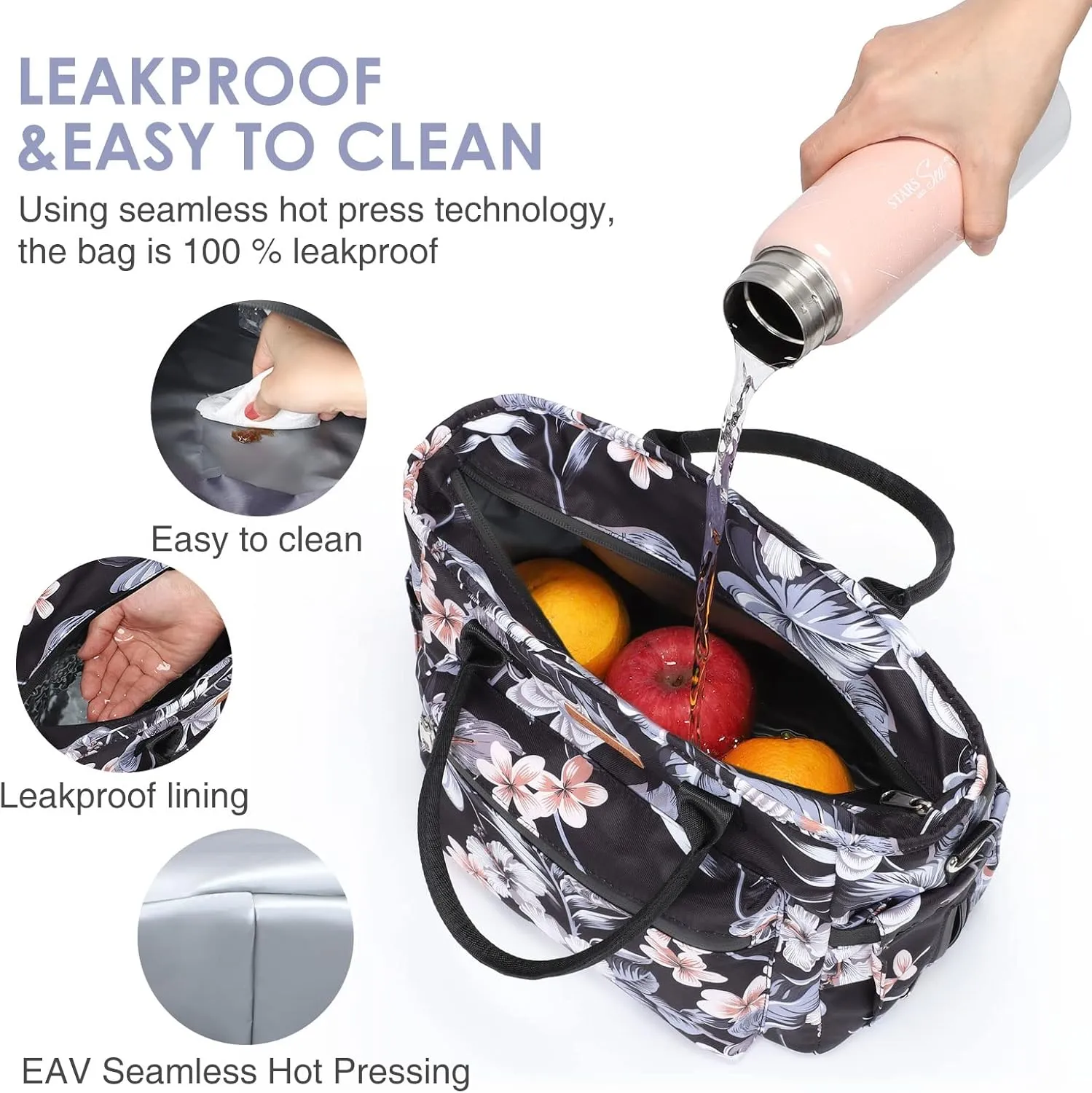 Insulated Lunch Bag for Women/Men,LeakProof Adult Lunch Box,Large Lunch Tote Bag with Removable Shoulder Strap,Portable Reusable Lunch Cooler Bag for Office Work Picnic Beach