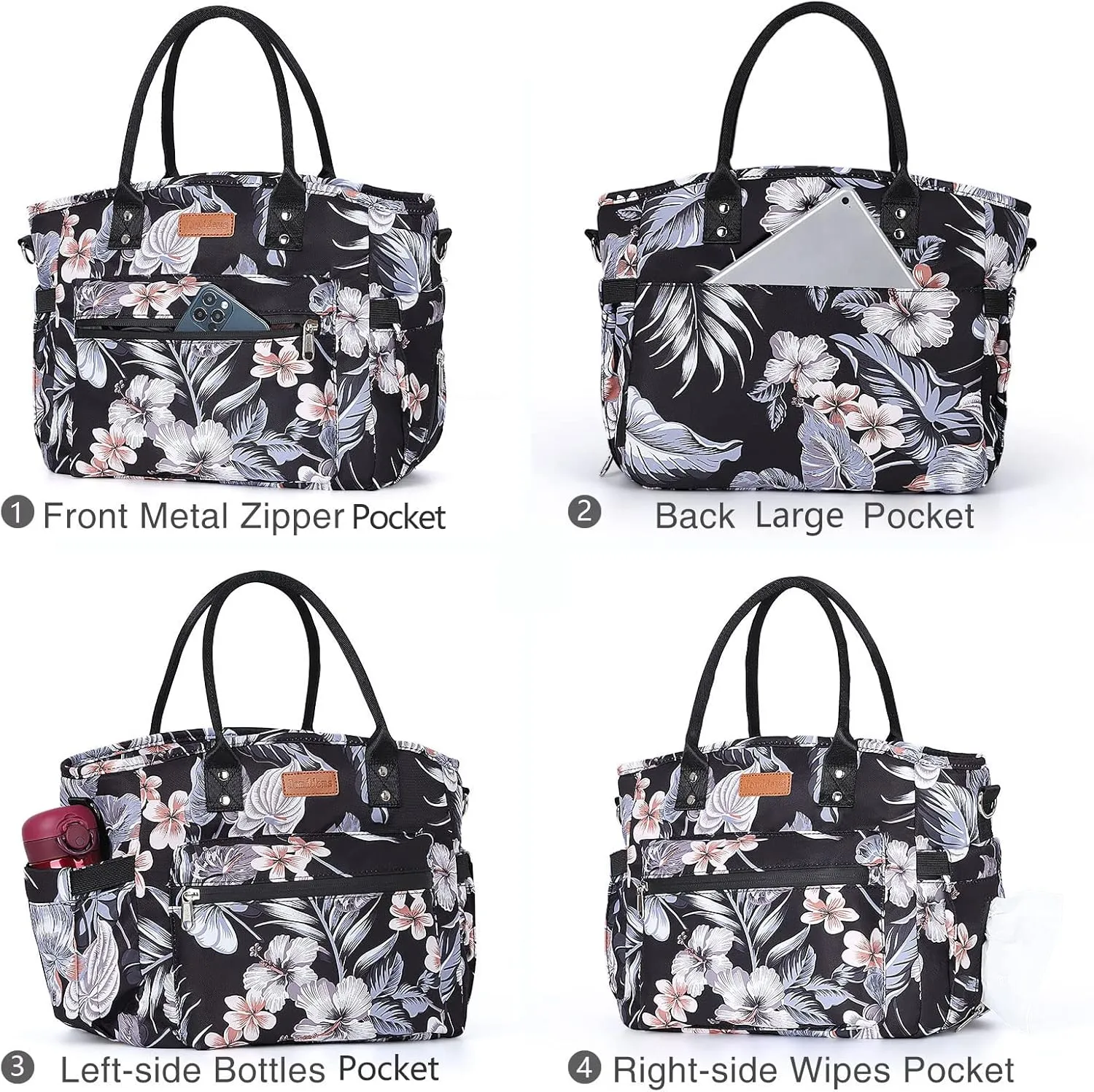 Insulated Lunch Bag for Women/Men,LeakProof Adult Lunch Box,Large Lunch Tote Bag with Removable Shoulder Strap,Portable Reusable Lunch Cooler Bag for Office Work Picnic Beach