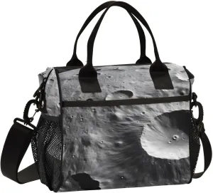 Insulated Lunch Bag Lunar Crater Print for Women Men Spacious Interior Leakproof Thermal Lunch Box Cooler Bag for Office, Outdoor, Travel Medium