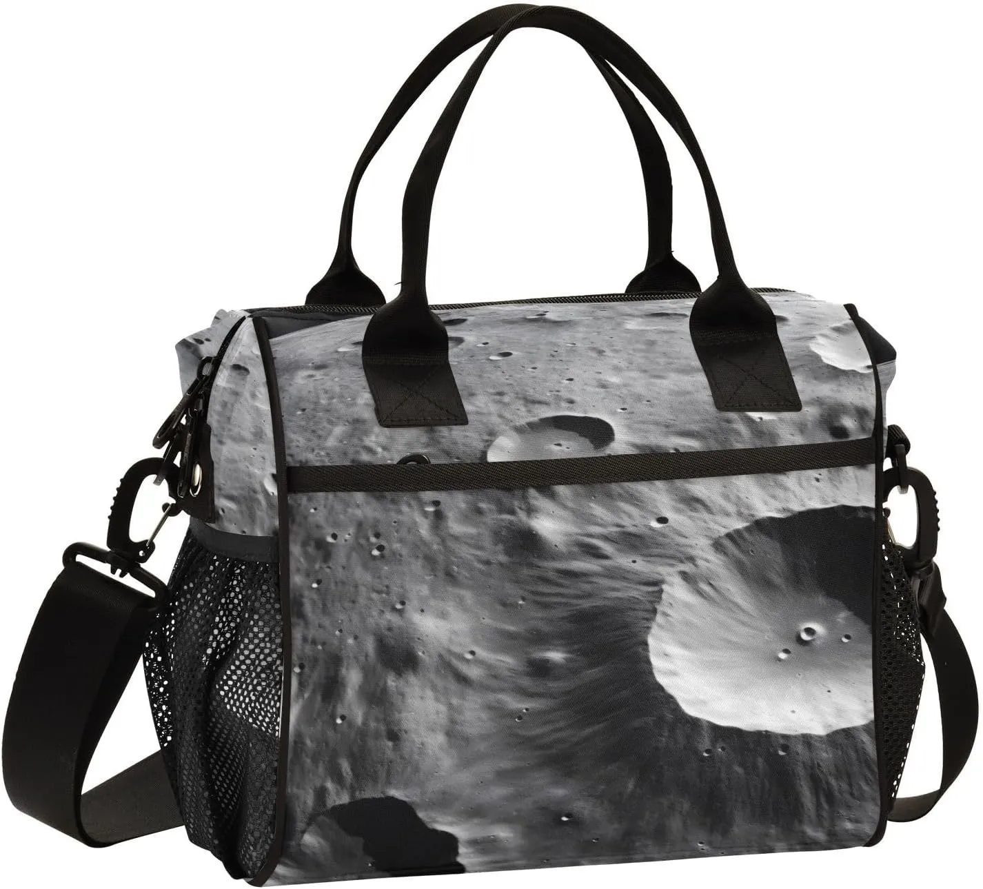 Insulated Lunch Bag Lunar Crater Print for Women Men Spacious Interior Leakproof Thermal Lunch Box Cooler Bag for Office, Outdoor, Travel Medium