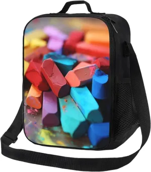 Insulated Lunch Bags for Women Colored chalk Reusable Lunch Boxes Waterproof Shoulder Bag Lunch Cooler Bag for Work