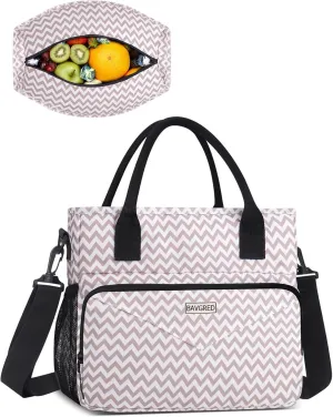 Insulated Lunch Bags, Large Capacity Leakproof Cooler Bag, Women Lunch Tote Bag with Shoulder Strap, Adult Lunch Box for Work Picnic Beach (Wavy A)