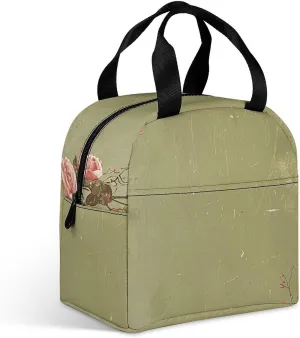 Insulated Lunch Bags Vintage Scrapbook Rose Lunch Bag for Women Men Insulated Lunch Box for Work Picnic Travel