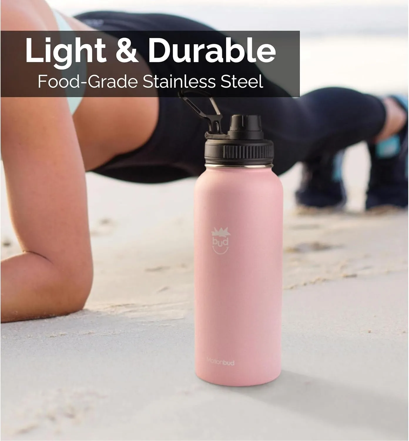 Insulated Water Bottle 32oz. - Stainless Steel, Spill-Proof Thermos with 3 Lids - BPA-Free, Vacuum Insulated, Keeps Drinks Cold for 24 Hours - Great for Travel, Workout, Sports