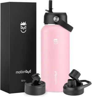 Insulated Water Bottle 32oz. - Stainless Steel, Spill-Proof Thermos with 3 Lids - BPA-Free, Vacuum Insulated, Keeps Drinks Cold for 24 Hours - Great for Travel, Workout, Sports