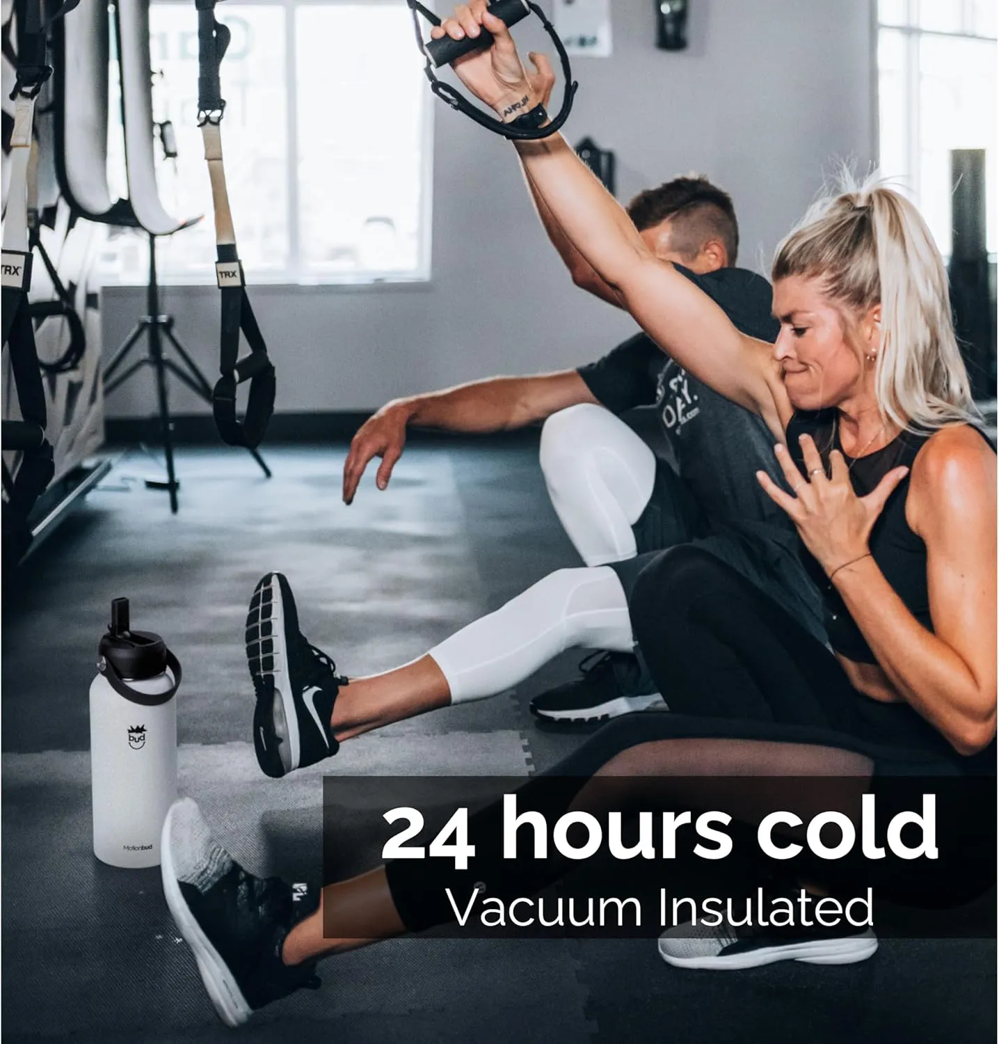 Insulated Water Bottle 32oz. - Stainless Steel, Spill-Proof Thermos with 3 Lids - BPA-Free, Vacuum Insulated, Keeps Drinks Cold for 24 Hours - Great for Travel, Workout, Sports