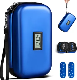 Insulin Cooler Case, 24-Hour Refrigerated Medicine Cooler for Travel with Thermometer Temperature Display - TSA Approved - Medicine Organizer Bag Includes 2 Ice Packs for Daily Life Trip