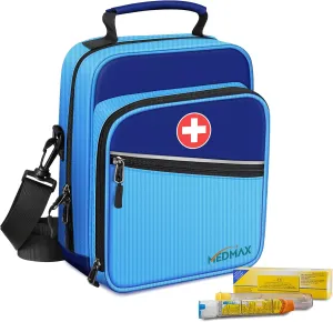 Insulin Cooler EpiPen Carrying Case Insulated, Travel Medication Diabetes Supplies Organizer Bag with Shoulder Strap for Asthma Inhaler, Auvi-Q, Allergy Medicine Essentials (Blue)