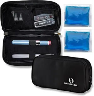 Insulin Cooler Travel Case - Insulin Travel Bag - Insulin Pen Case - Insulin Travel Cooler allows several pens - TSA Compliant for Medicine Travel - Diabetic Case w/ 2 Ice Packs (Pens, Vials Not Incl)