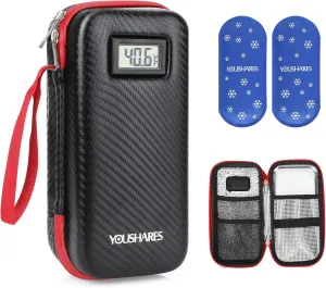 Insulin Cooler Travel Case with Tsa Approved Ice Packs Diabetic Medication Insulated Cooling Bag with Temperature Display Refrigerated Medicine Kit for Insulin Pen and Diabetic Supplies Storage
