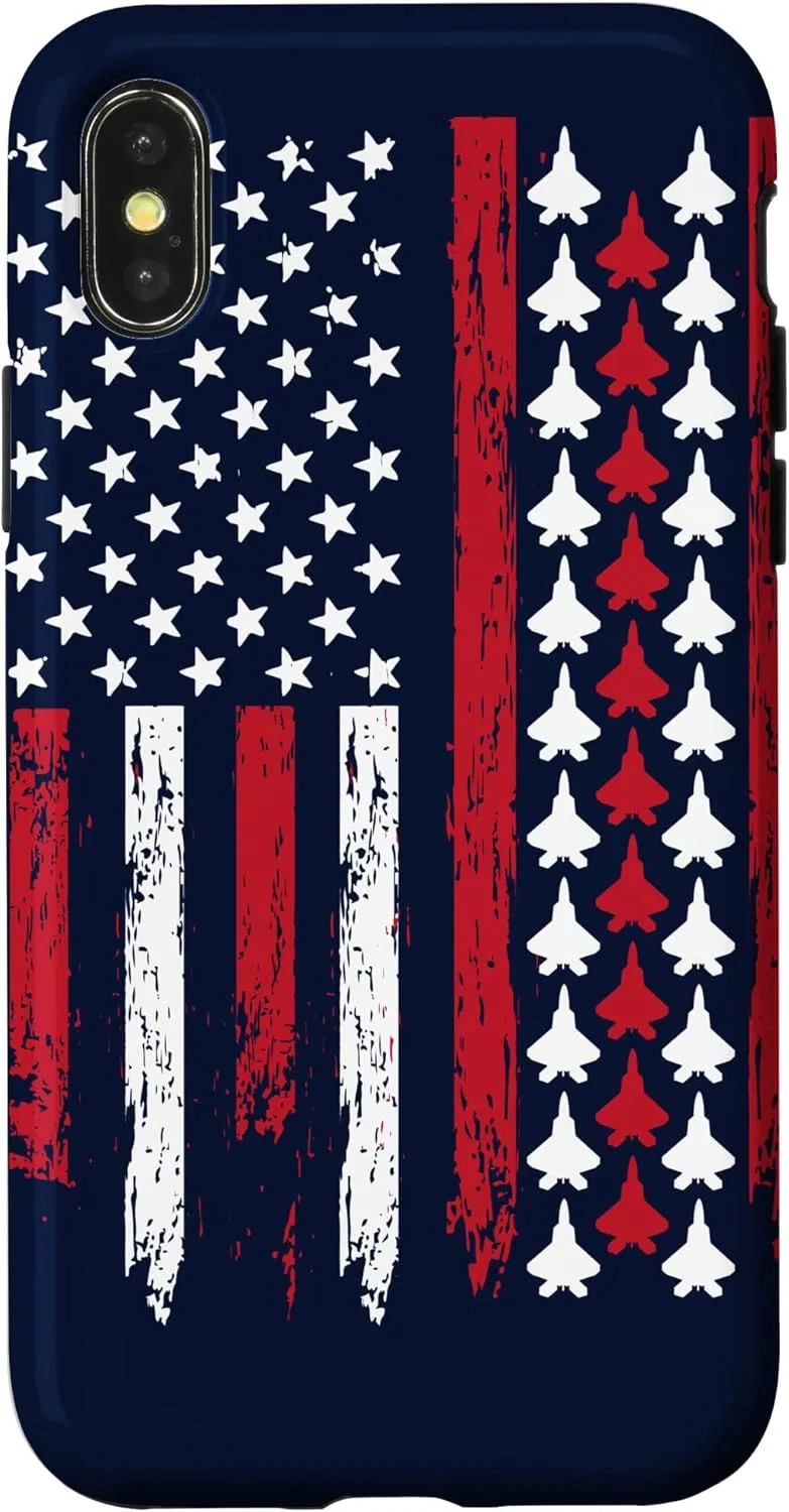 iPhone X/XS F-22 Crew Jet Fighter Raptor Airplane Distress American Flag Case