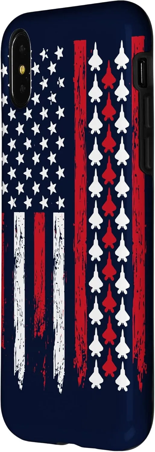iPhone X/XS F-22 Crew Jet Fighter Raptor Airplane Distress American Flag Case