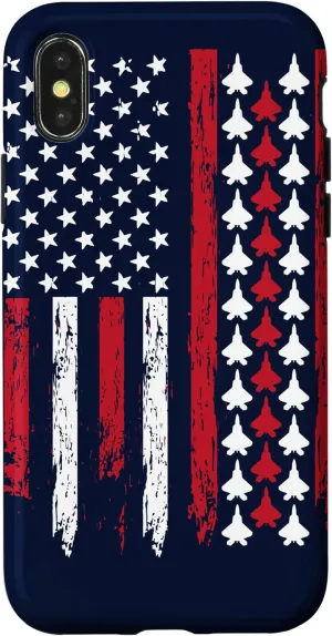 iPhone X/XS F-22 Crew Jet Fighter Raptor Airplane Distress American Flag Case