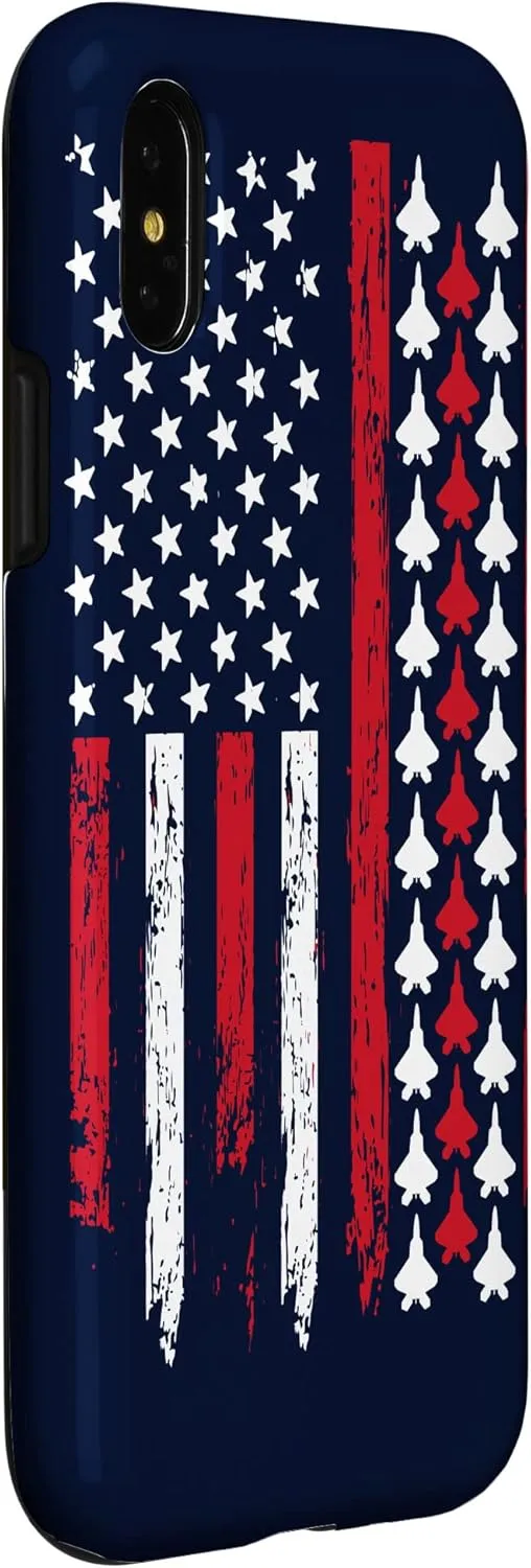 iPhone X/XS F-22 Crew Jet Fighter Raptor Airplane Distress American Flag Case