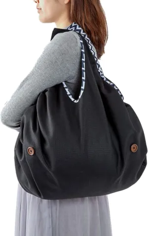 IPPINKA Furoshiki Multi-Functional Bag and Mat, Japanese Traditional Wrapping Fabric, Black/Dark Gray
