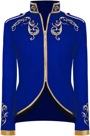 IWEMEK Men Prince Charming Costume Palace Prince Gold Embroidered Jacket Suit Court Uniform Cosplay Officer Medieval Costume