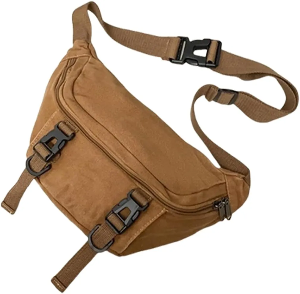 Japanese Canvas Crossbody Purse Chest Bag For Men And Women Versatile Black Shoulder Pack Adjustable Strap