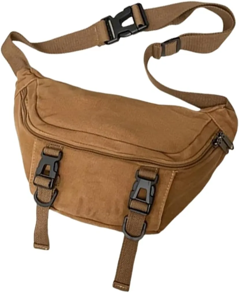 Japanese Canvas Crossbody Purse Chest Bag For Men And Women Versatile Black Shoulder Pack Adjustable Strap