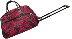 JChronicles 21 inch Carry On/Rolling Duffle Bag (Damask-BK trim) (Paisley-PK/BK)