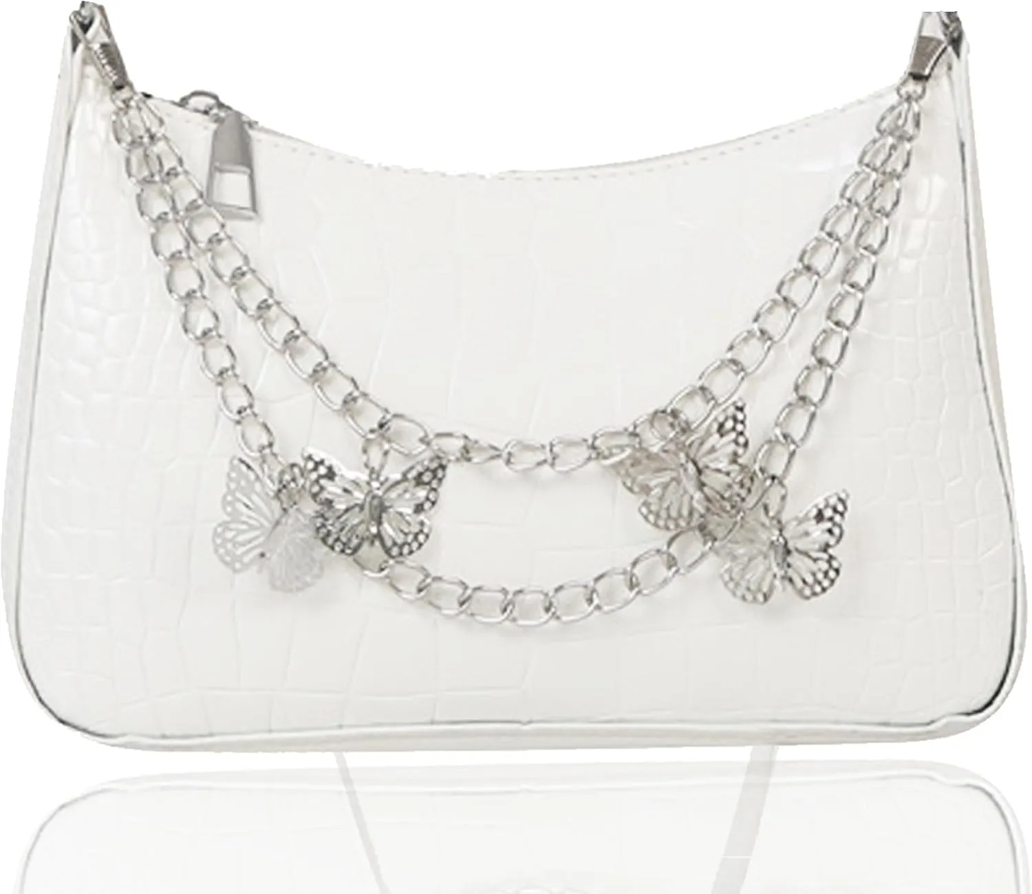JeVenis White Y2K Purse Y2K Tote Bag Punk Gothic Tote Purse Y2k Crossbody Bag Y2k Shoulder Bag for Womens Girl Gift