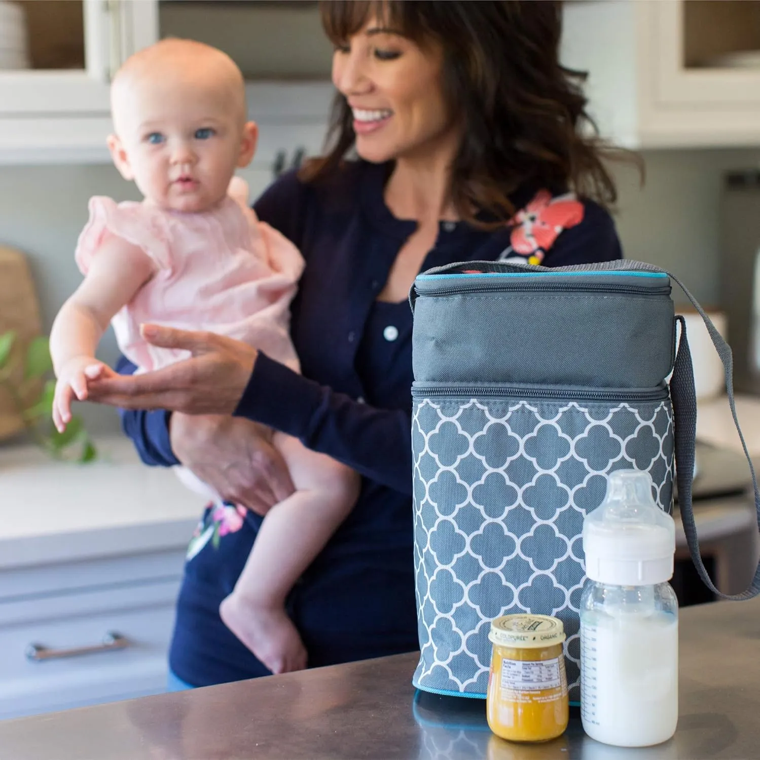 J.L. Childress 6 Bottle Cooler, Insulated Breastmilk Cooler & Lunch Bag for Baby Food & Bottles, Leak-Proof & Heat-Sealed, Ice Pack Included