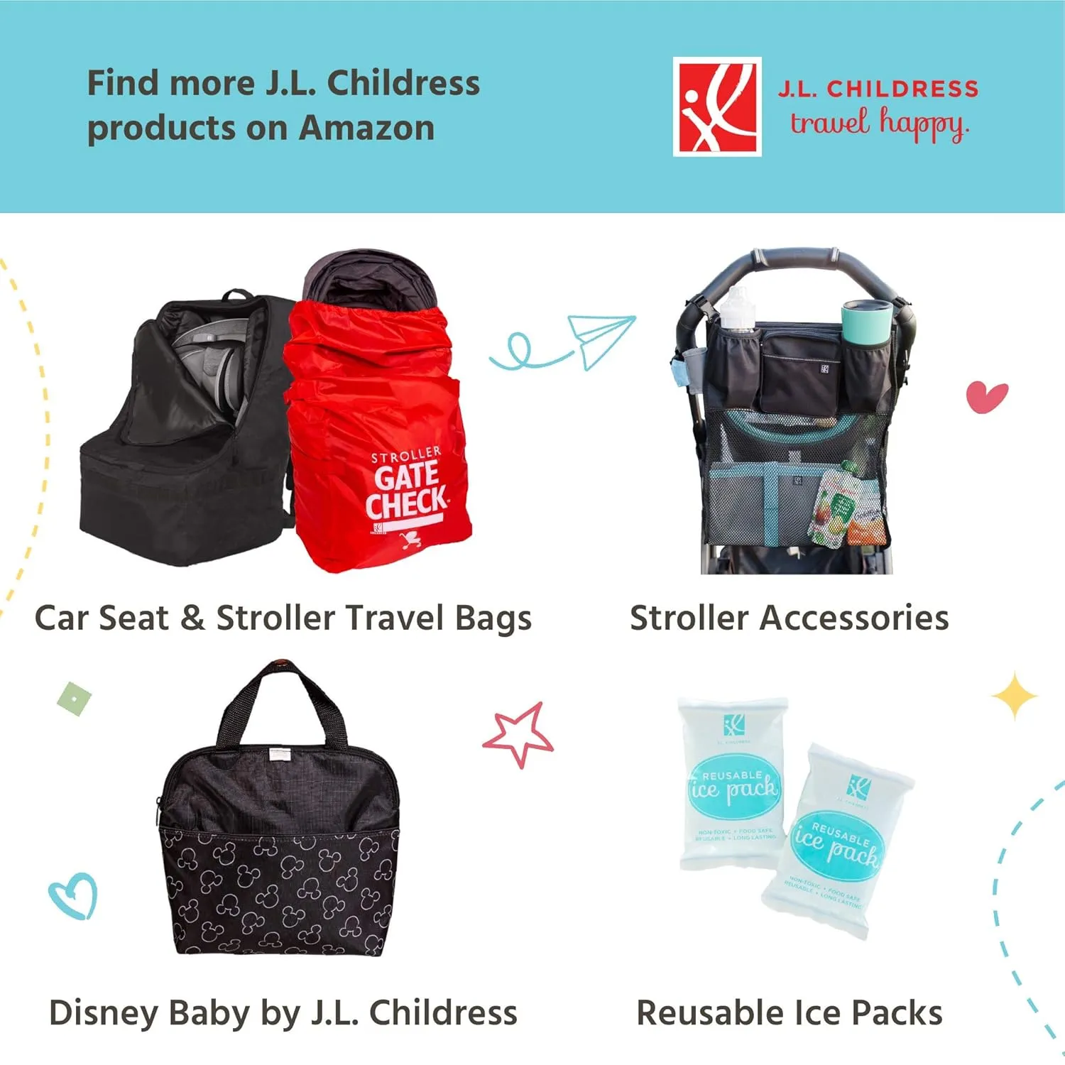J.L. Childress 6 Bottle Cooler, Insulated Breastmilk Cooler & Lunch Bag for Baby Food & Bottles, Leak-Proof & Heat-Sealed, Ice Pack Included
