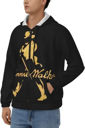 Johnnie music and Walker Men Zip Up Hoodies Long Sleeve Hoodie Hooded Zippered Cardigan Sweatshirt Pullover