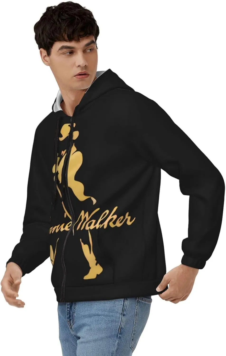 Johnnie music and Walker Men Zip Up Hoodies Long Sleeve Hoodie Hooded Zippered Cardigan Sweatshirt Pullover