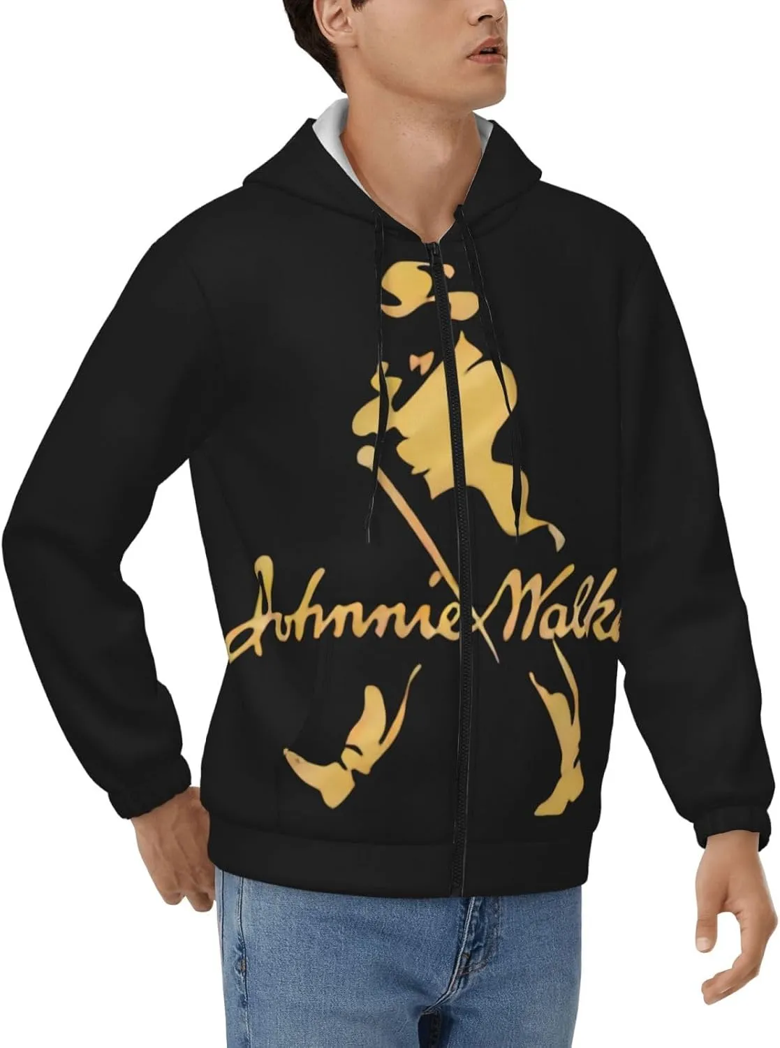 Johnnie music and Walker Men Zip Up Hoodies Long Sleeve Hoodie Hooded Zippered Cardigan Sweatshirt Pullover