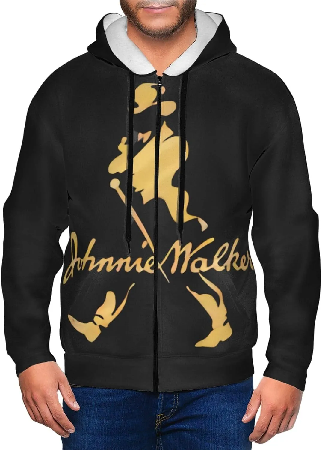 Johnnie music and Walker Men Zip Up Hoodies Long Sleeve Hoodie Hooded Zippered Cardigan Sweatshirt Pullover