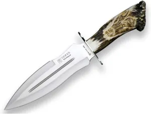 Joker hunting knife Verraco CT42, 10.23 inches MOVA blade, hand-carved deer antler handle, fishing, hunting, camping and hiking tool