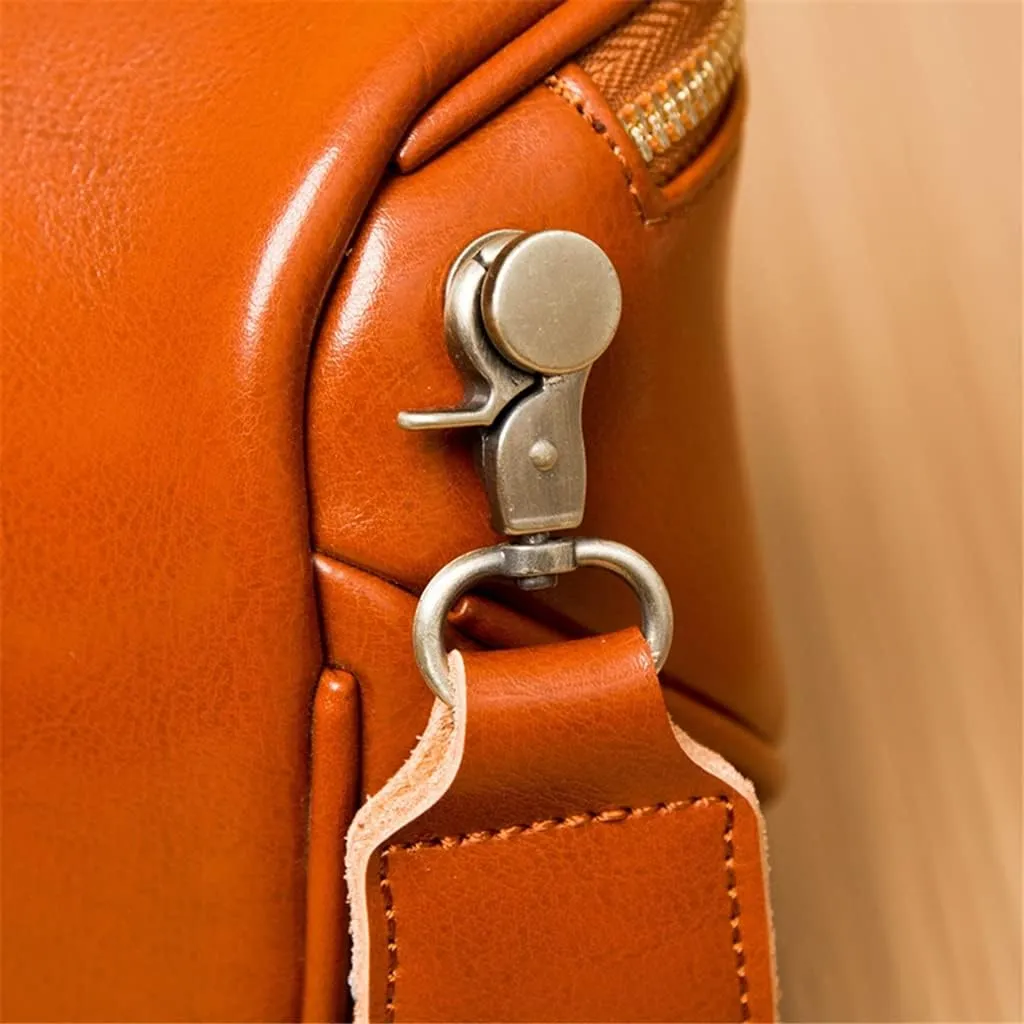 JSEIAJB Leather Bag Women's Bag Fashion Retro Layer Vegetable Tanned Leather Shoulder Messenger Bag Saddle Bag(D)