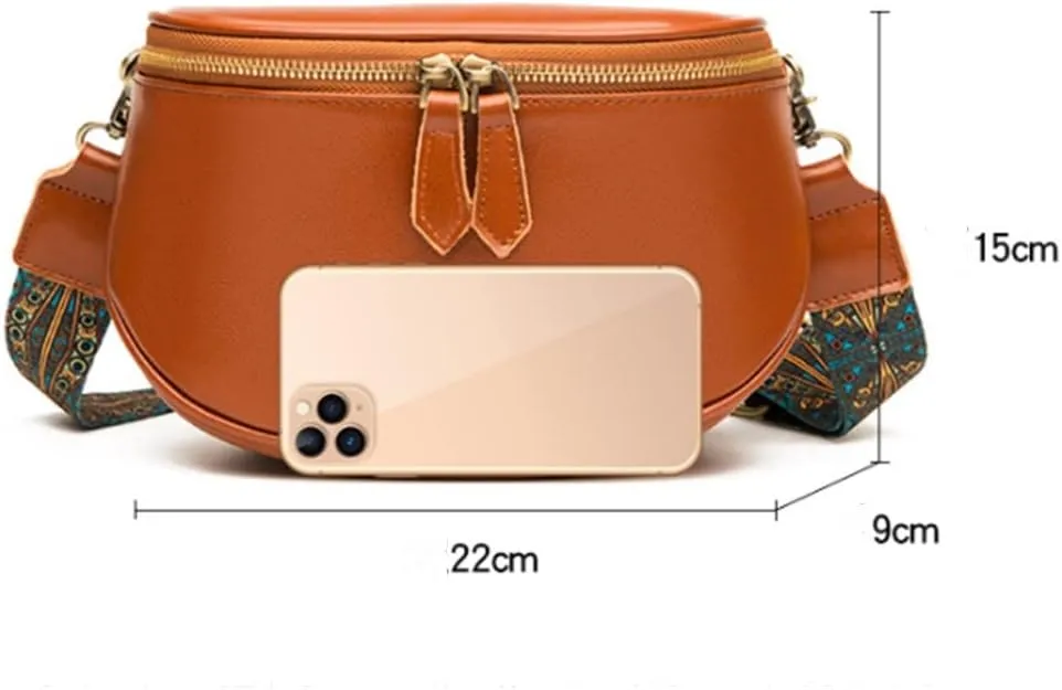 JSEIAJB Leather Bag Women's Bag Fashion Retro Layer Vegetable Tanned Leather Shoulder Messenger Bag Saddle Bag(D)
