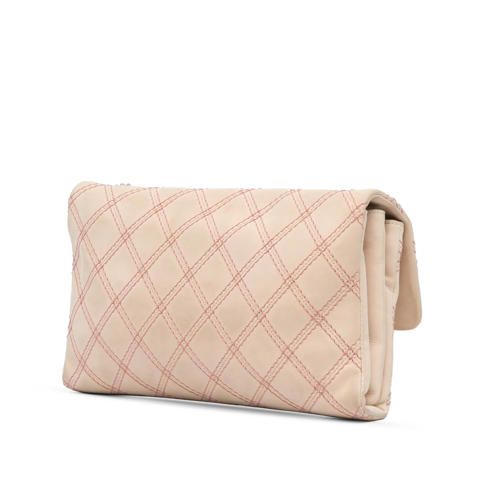 Jumbo Quilted Calfskin Triple Stitched Flap