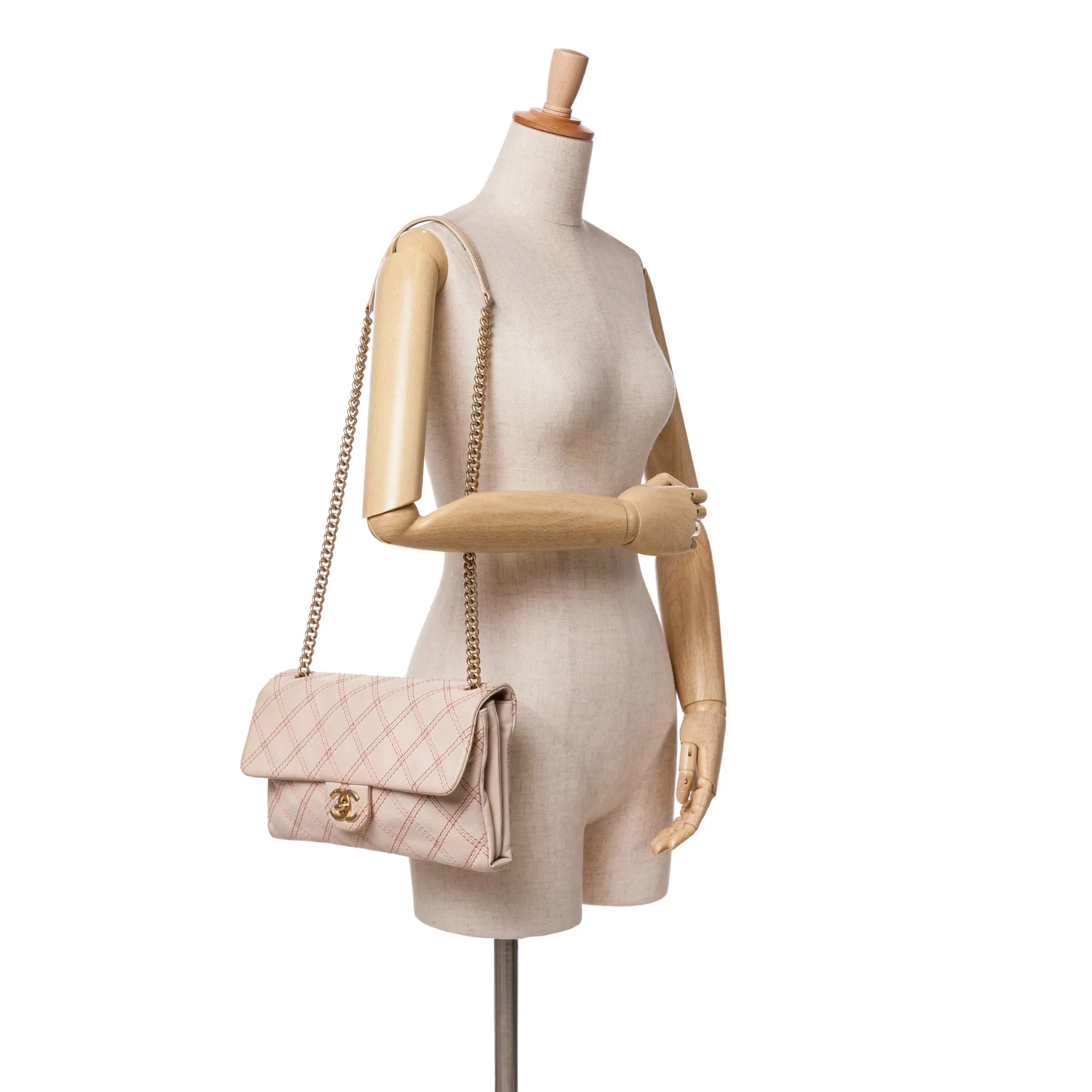 Jumbo Quilted Calfskin Triple Stitched Flap