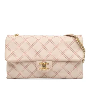 Jumbo Quilted Calfskin Triple Stitched Flap