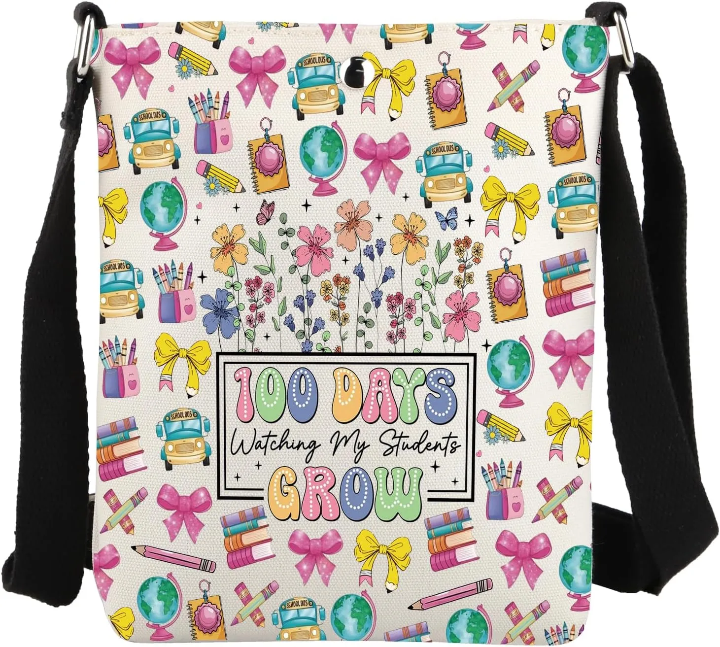 JYTAPP 100 Days Teacher Bag 100 Days Watching My Students Grow Crossbody Bag In My Teacher Era Educators Bag Graduation Gift
