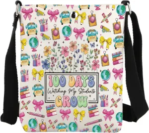 JYTAPP 100 Days Teacher Bag 100 Days Watching My Students Grow Crossbody Bag In My Teacher Era Educators Bag Graduation Gift